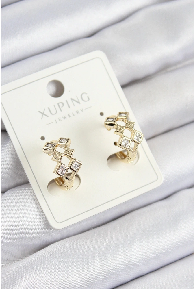 Shoecide Xuping Zirkon Taşlı Baklava Model Gold Renk Kadın Küpe