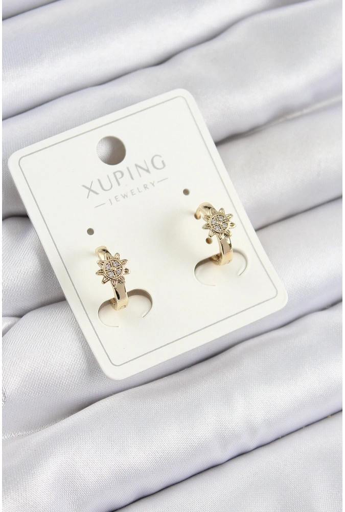 Shoecide Xuping Zirkon Taşlı Çiçek Model Gold Renk Kadın Küpe