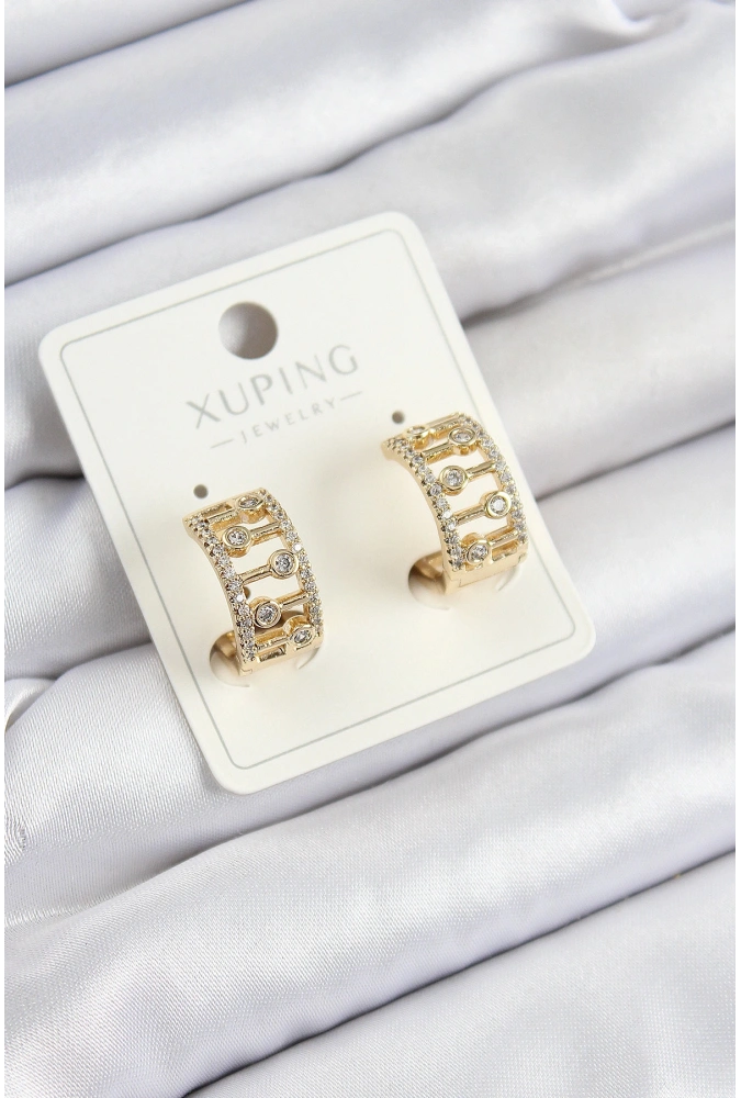 Shoecide Xuping Zirkon Taşlı Çit Halka Model Gold Renk Kadın Küpe