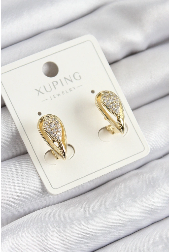 Shoecide Xuping Zirkon Taşlı Damla Model Gold Renk Kadın Küpe