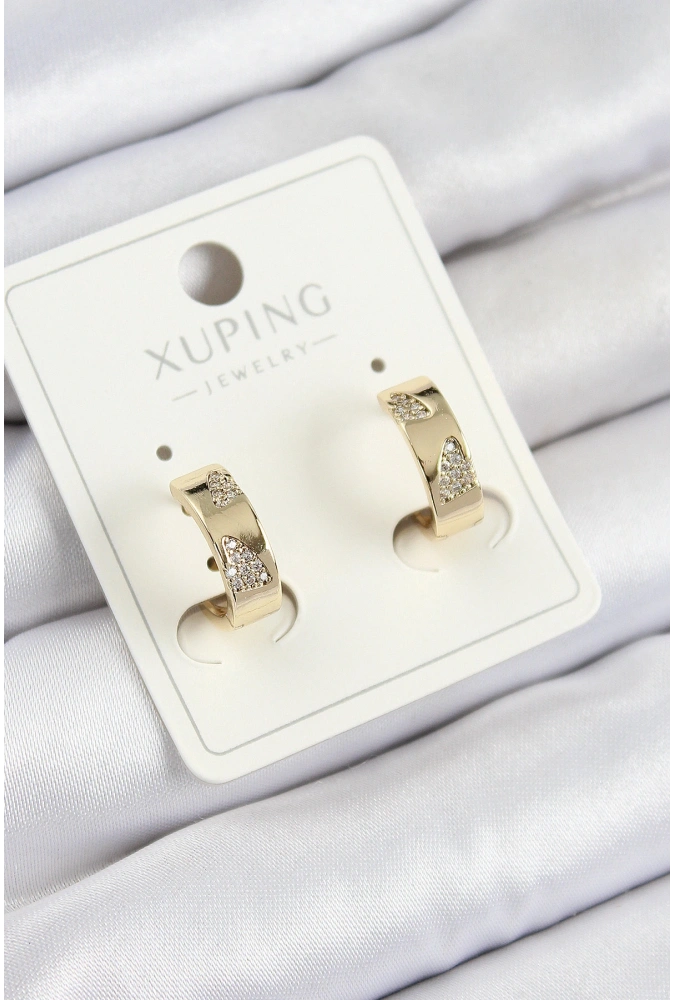 Shoecide Xuping Zirkon Taşlı Desenli Halka Model Gold Renk Kadın Küpe