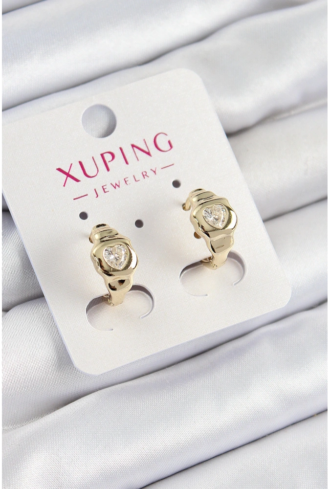 Shoecide Xuping Zirkon Taşlı Kalp Model Gold Renk Kadın Küpe