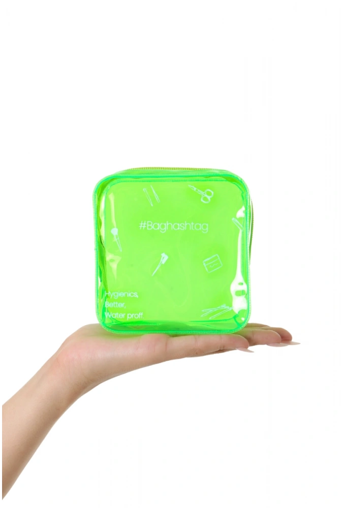 Shoecide Yeşil Şeffaf Mini Makyaj Çantası