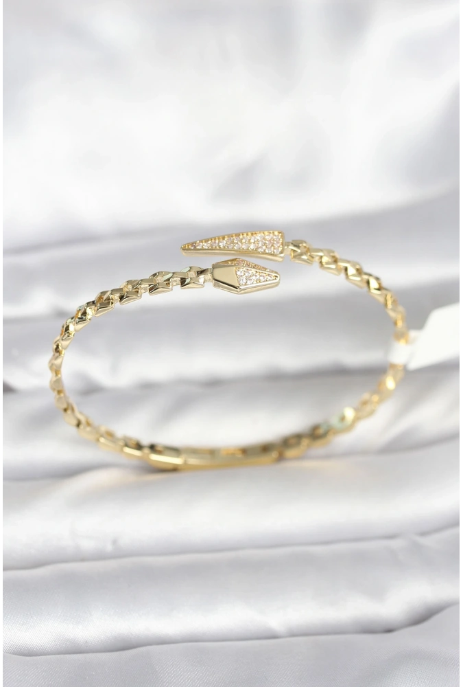 Shoecide Yılan Model Pirinç Gold Renk Kadın Kelepçe Bileklik