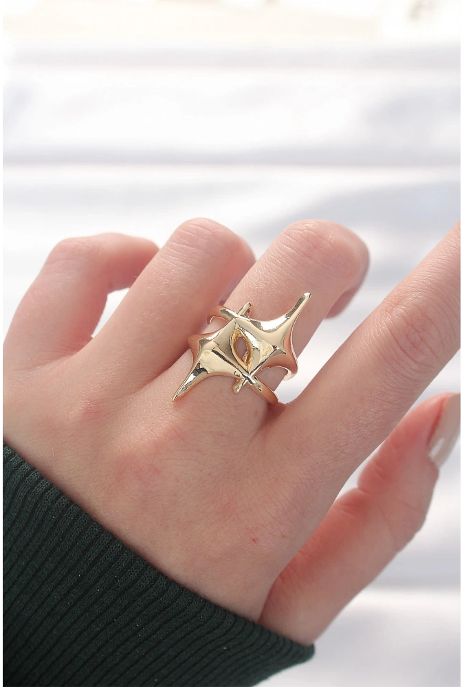 Shoecide Yıldız Model Gold Renk Ayarlanabilir Yüzük