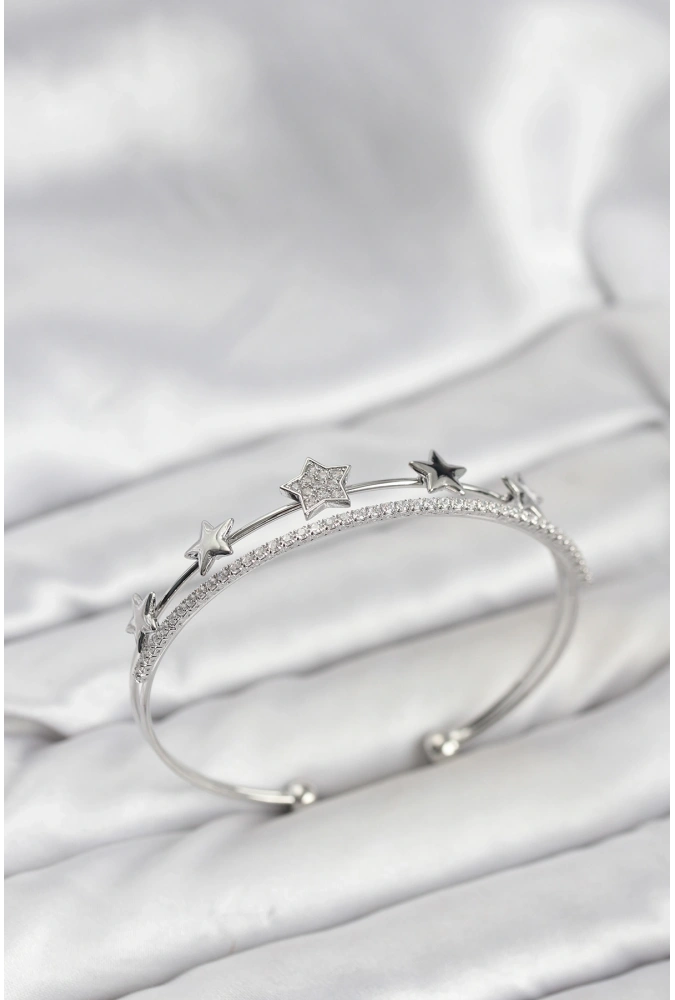 Shoecide Yıldız Model Gümüş Renk Pirinç Kadın Bileklik