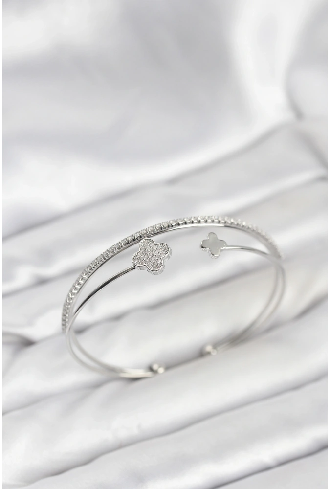 Shoecide Yonca Model Pirinç Gümüş Renk Kadın Bileklik