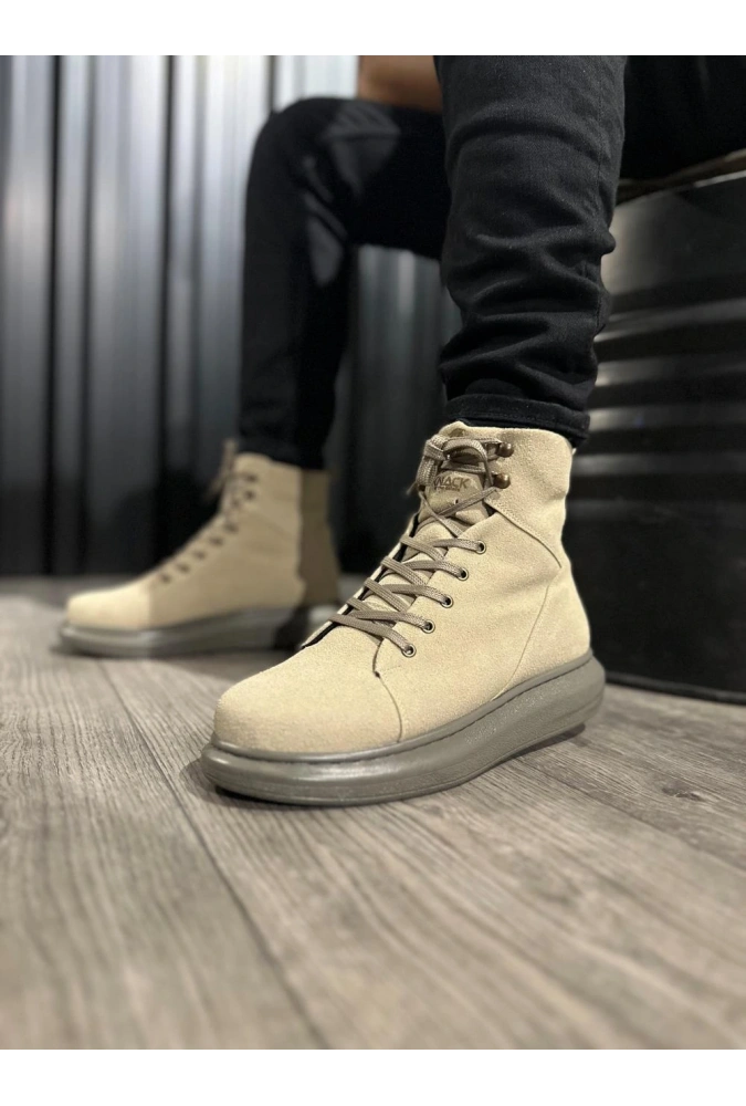 Shoecide Yüksek Taban Ayakkabı B-080 Vizon Süet