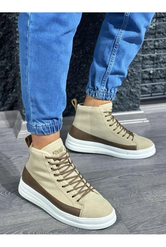 Shoecide Yüksek Taban Ayakkabı C-030 Vizon Süet