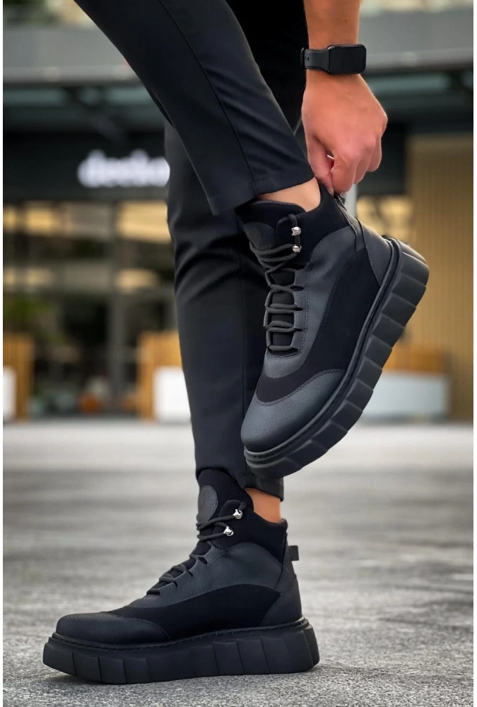 Shoecide Yüksek Taban Bot 104 Siyah (siyah Taban)