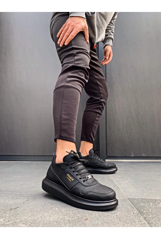 Shoecide Yüksek Taban Günlük Ayakkabı 040 Siyah (siyah Taban)