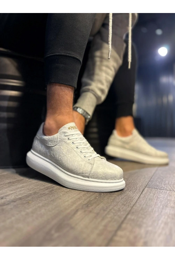 Shoecide Yüksek Taban Günlük Ayakkabı 044 Beyaz (desenli)