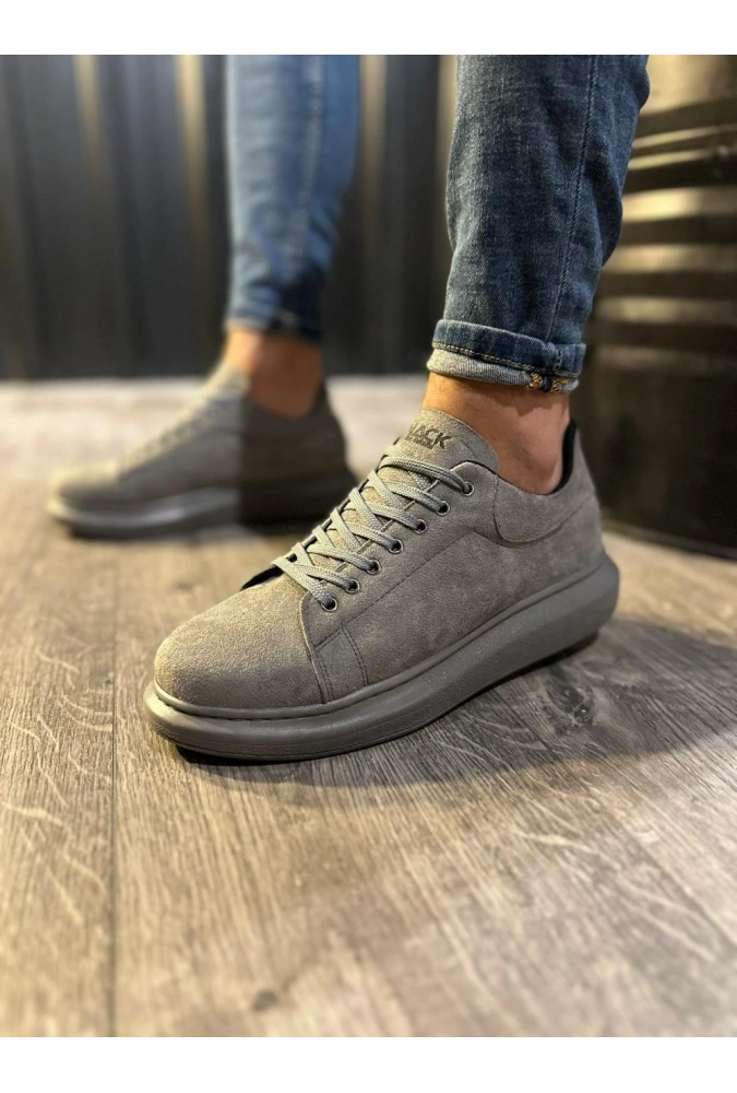 Shoecide Yüksek Taban Günlük Ayakkabı 044 Gri (süet)