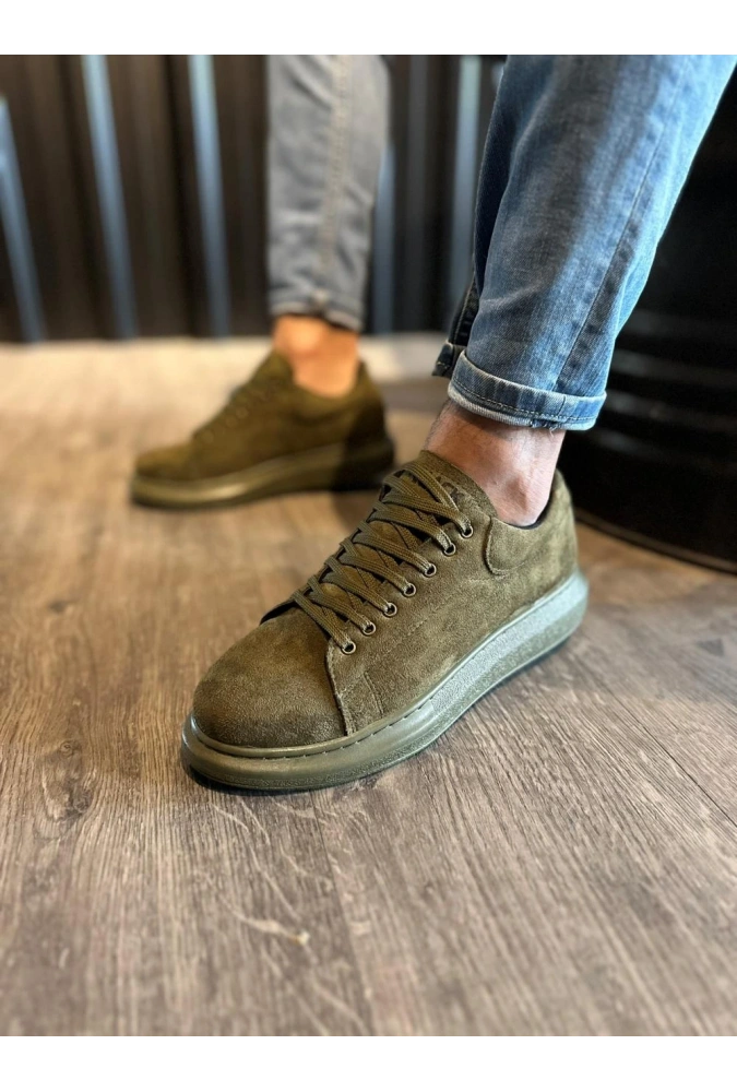 Shoecide Yüksek Taban Günlük Ayakkabı 044 Haki (süet)