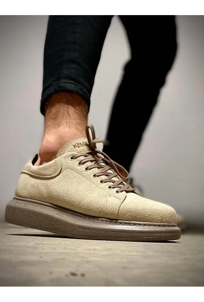 Shoecide Yüksek Taban Günlük Ayakkabı 044 Vizon Süet