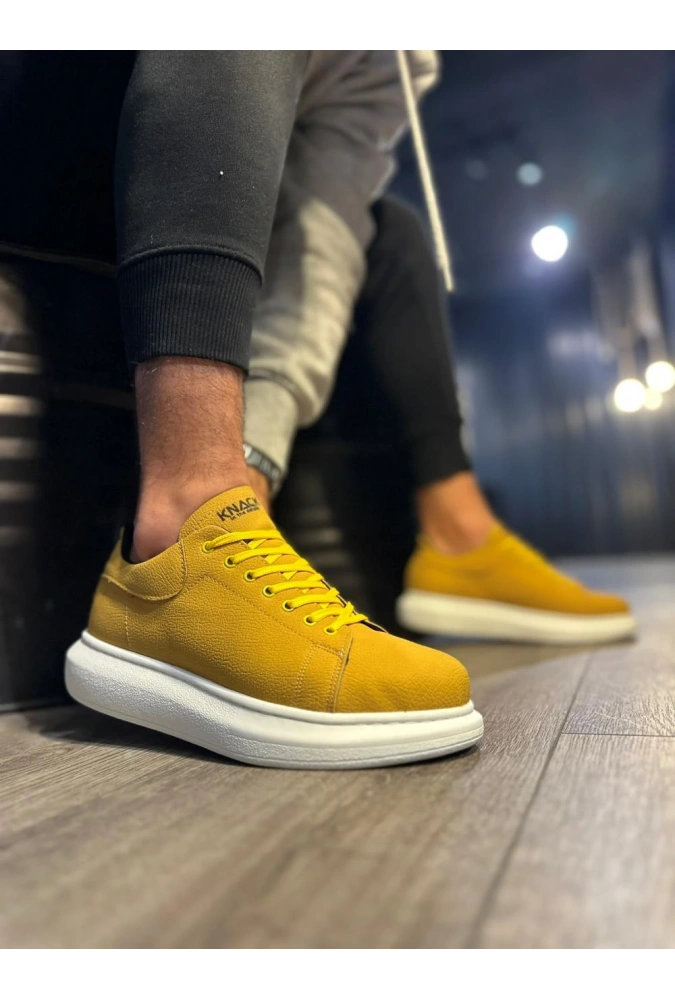 Shoecide Yüksek Taban Günlük Ayakkabı 045 Sarı (beyaz Taban)