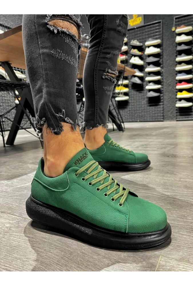 Shoecide Yüksek Taban Günlük Ayakkabı 045 Yeşil (siyah Taban)