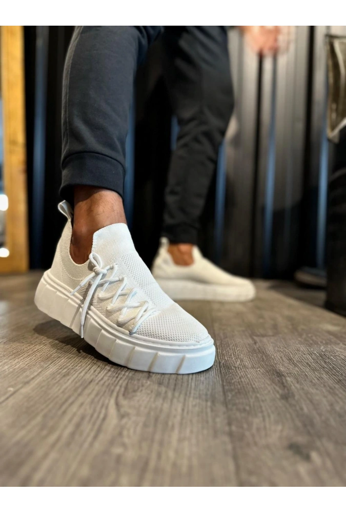 Shoecide Yüksek Taban Günlük Ayakkabı 1025 Beyaz
