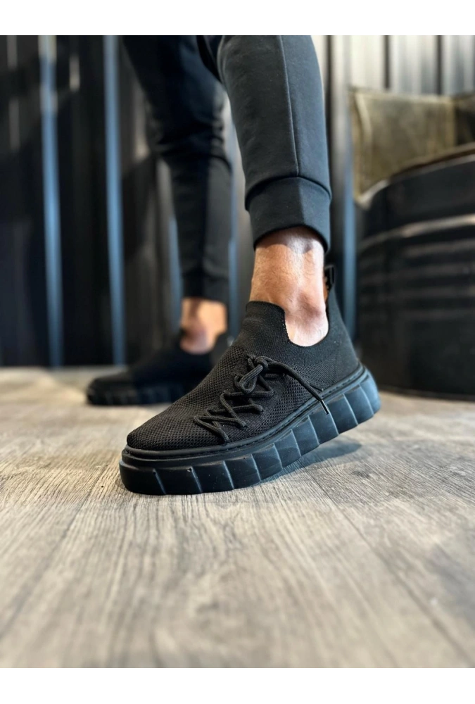 Shoecide Yüksek Taban Günlük Ayakkabı 1025 Siyah (siyah Taban)