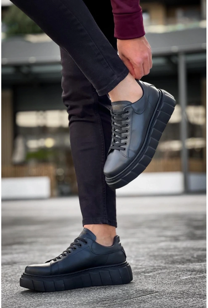 Shoecide Yüksek Taban Günlük  Ayakkabı 144  Siyah (siyah Taban)