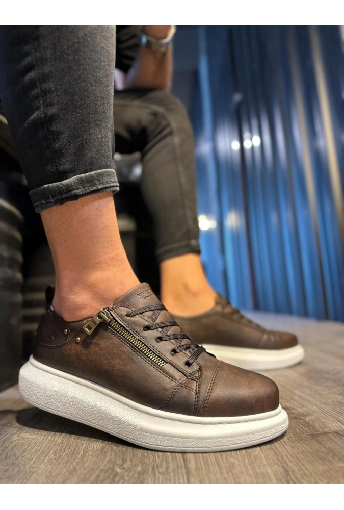 Shoecide Yüksek Taban Günlük Ayakkabı 555 Mat Kahverengi