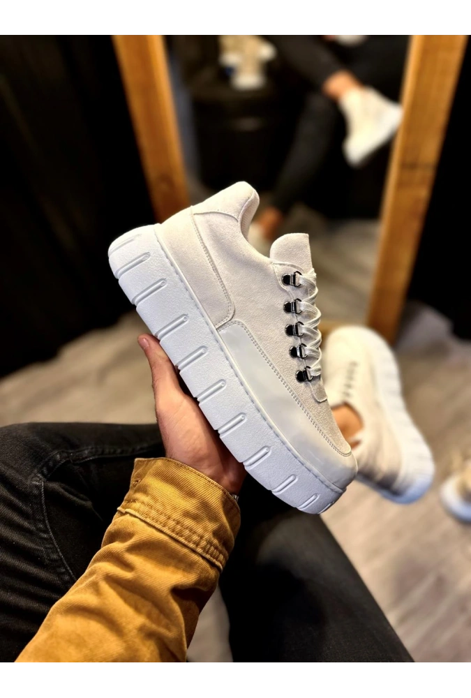 Shoecide Yüksek Taban Günlük  Ayakkabı 600 Beyaz