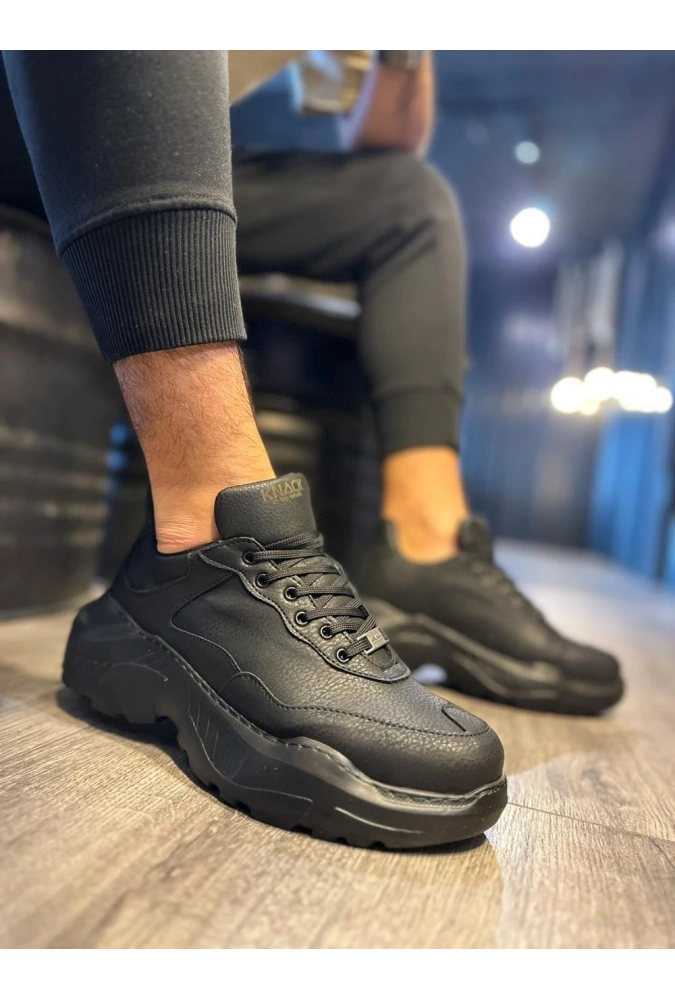 Shoecide Yüksek Taban Günlük Ayakkabı N75 Siyah (siyah Taban)