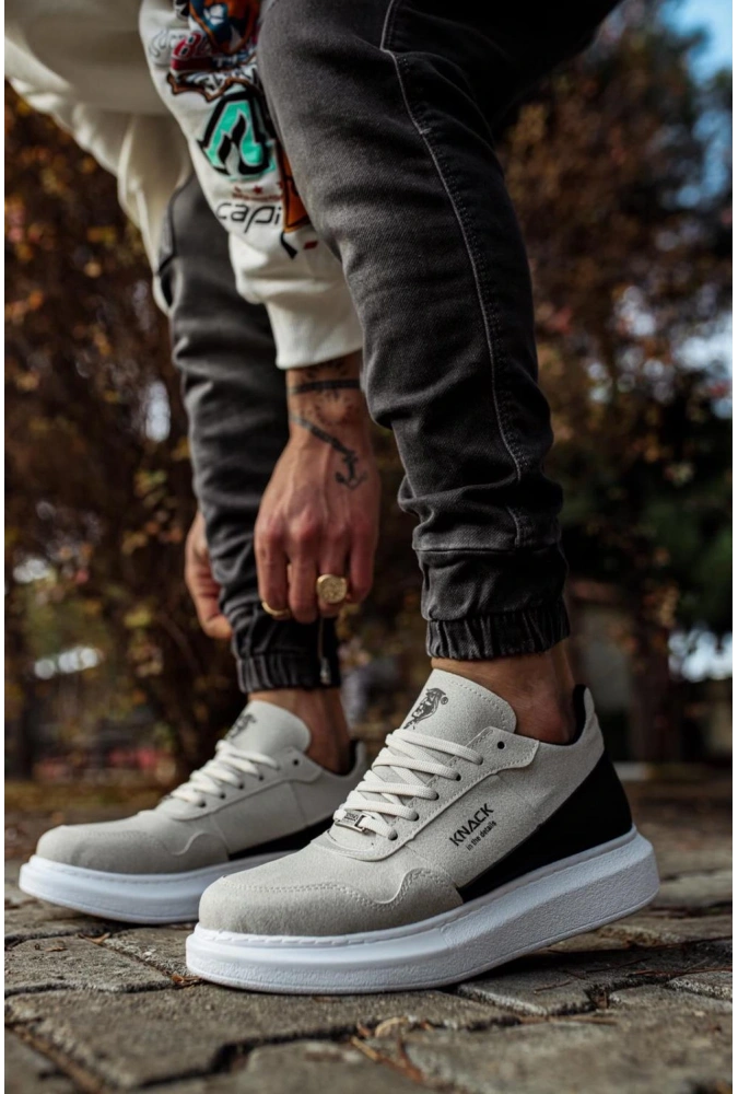 Shoecide Yüksek Taban Günlük Süet Ayakkabı 040 Taş