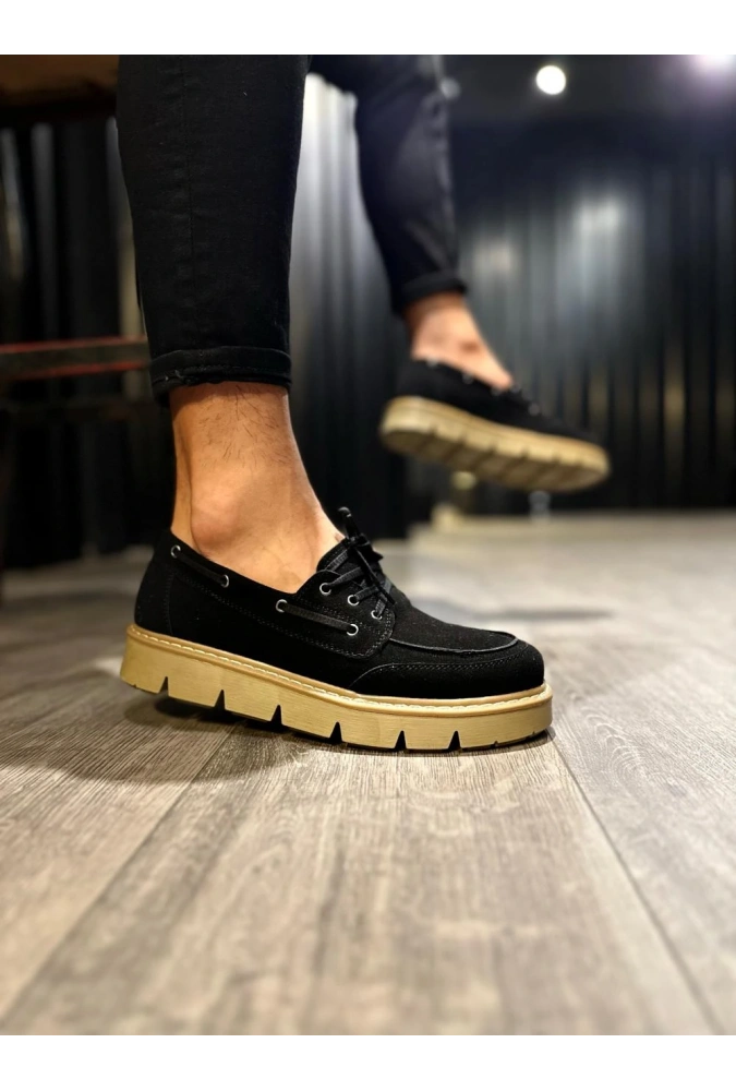 Shoecide Yüksek Taban Klasik Ayakkabı 778 Siyah Süet