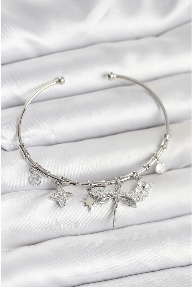 Shoecide Yusufçuk Charmlı Gümüş Renk Pirinç Kadın Bileklik