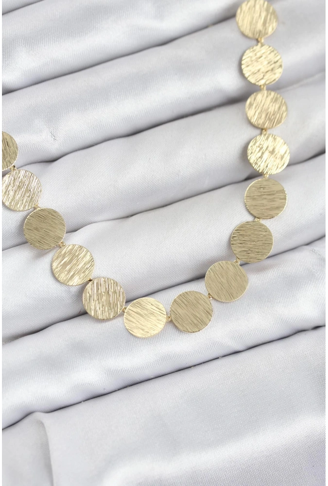 Shoecide Yuvarlak Plaka Model Gold Renk Kadın Kolye