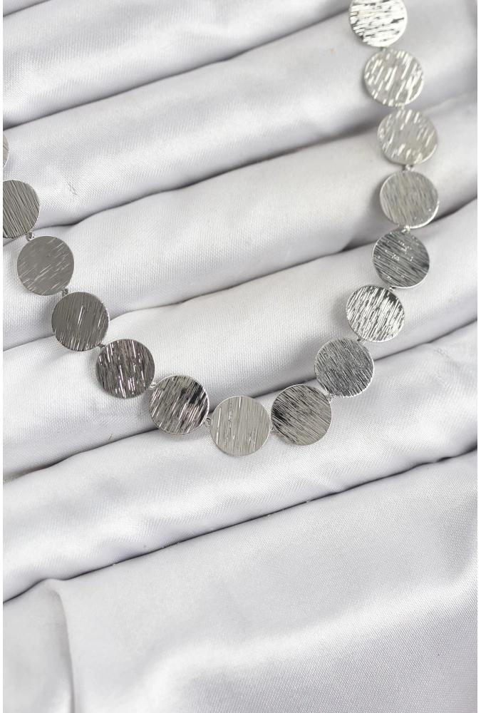 Shoecide Yuvarlak Plaka Model Gümüş Renk Kadın Kolye