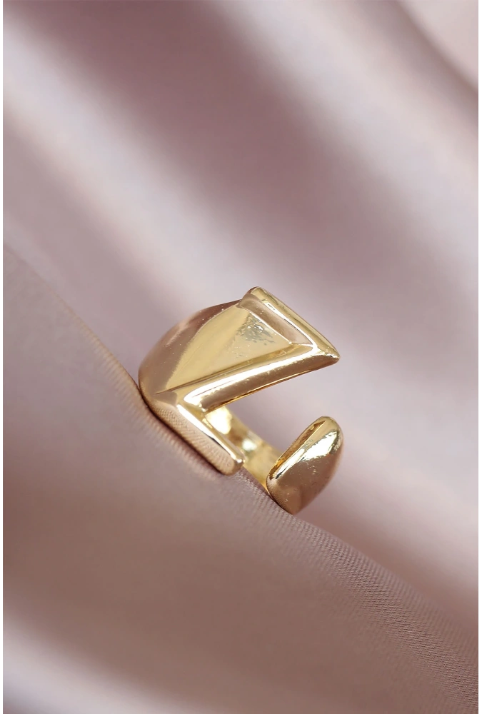 Shoecide Z Harfli Altın Renk Ayarlamalı Metal Kadın Yüzük