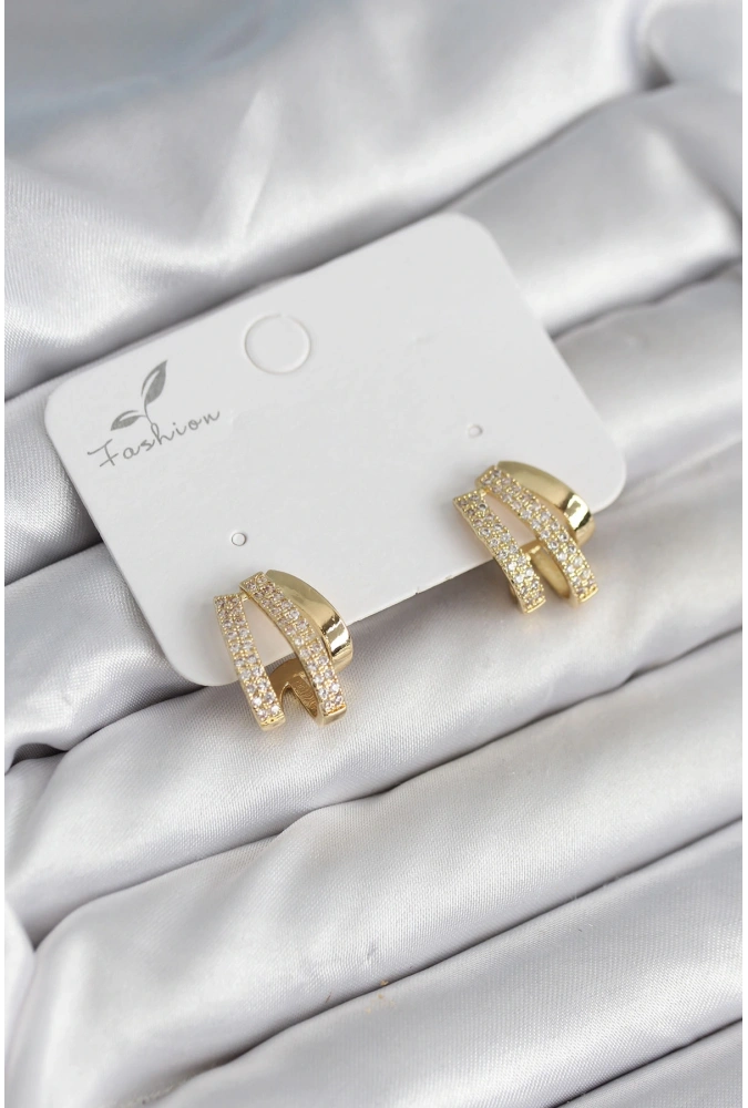 Shoecide Zirkon Taşlı Gold Renk Kadın Küpe