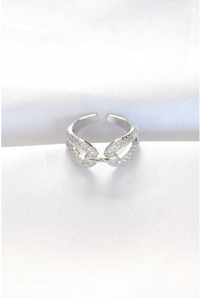 Shoecide Zirkon Taşlı Silver Renk Ayarlanabilir Yüzük