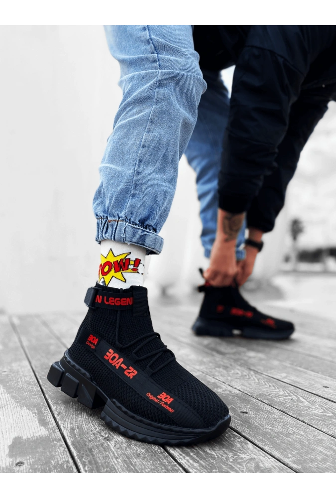 Shoecide Zr-x700 Tarz Siyah Kırmızı Renk Spor Ayakkabı