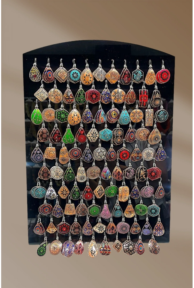 Standlı Etnik Bakır Kadın Küpe Seti ( 200 Adet) ( Adet Fiyatı 30 TL)