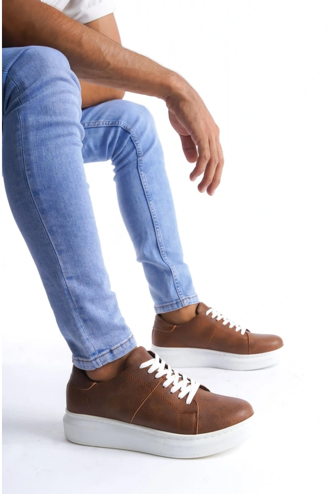 Swo151 Boost Bağcıklı Cilt Erkek Günlük Sneaker Ayakkabı Cbt - Taba