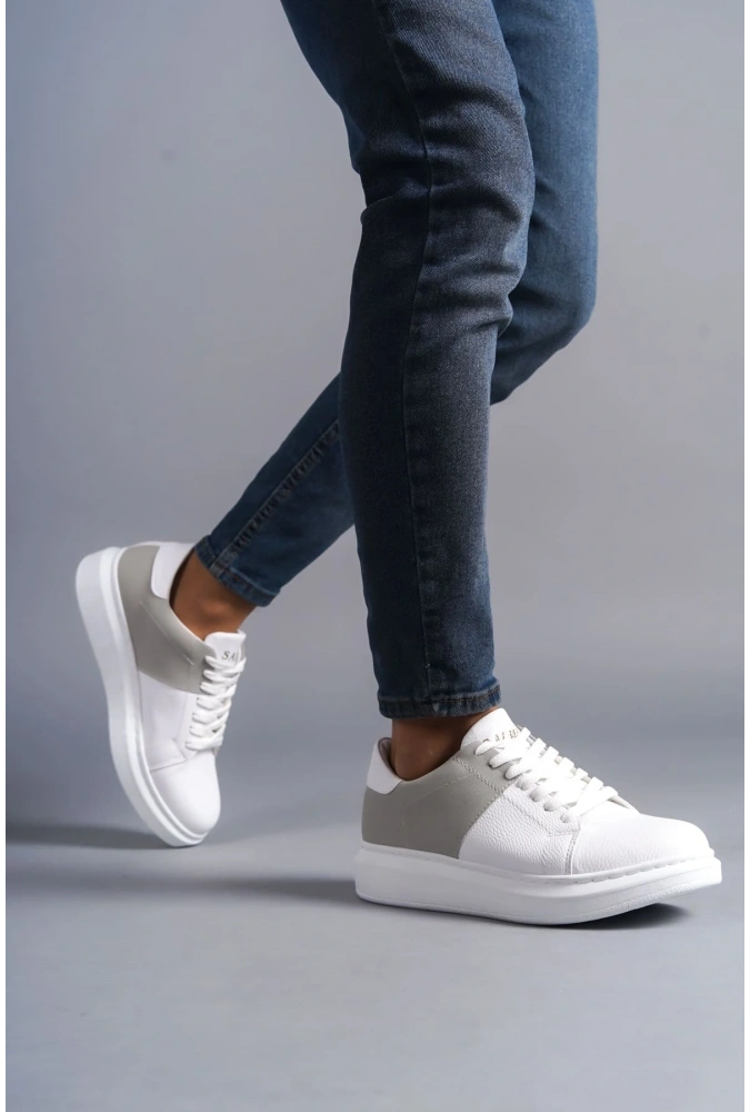 Swo151 Boost Bağcıklı Cilt Süet Erkek Günlük Sneaker Ayakkabı Csbt - Beyaz/gri