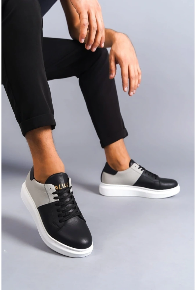 Swo151 Boost Bağcıklı Cilt Süet Erkek Günlük Sneaker Ayakkabı Csbt - Siyah/gri