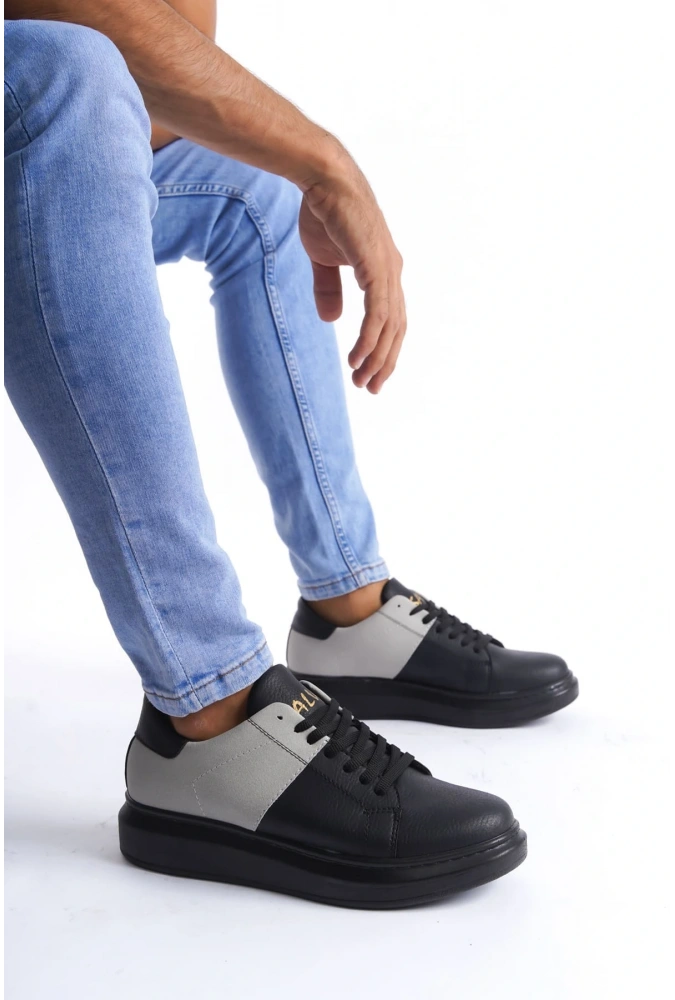 Swo151 Boost Bağcıklı Cilt Süet Erkek Günlük Sneaker Ayakkabı Csst - Siyah/gri