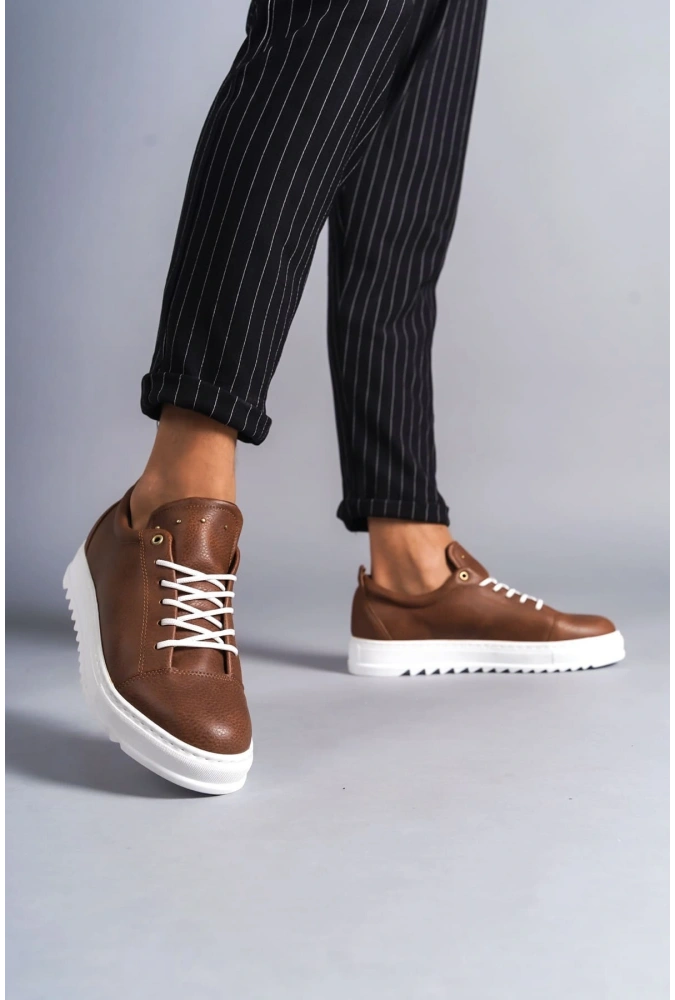 Swo152 Cool Bağcıklı Cilt Erkek Günlük Spor Klasik Ayakkabı Cbt -  Taba