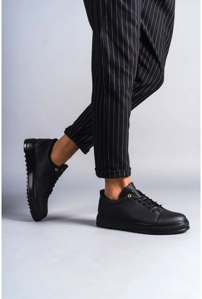 Swo152 Cool Bağcıklı Cilt Erkek Günlük Spor Klasik Ayakkabı Cst - Siyah