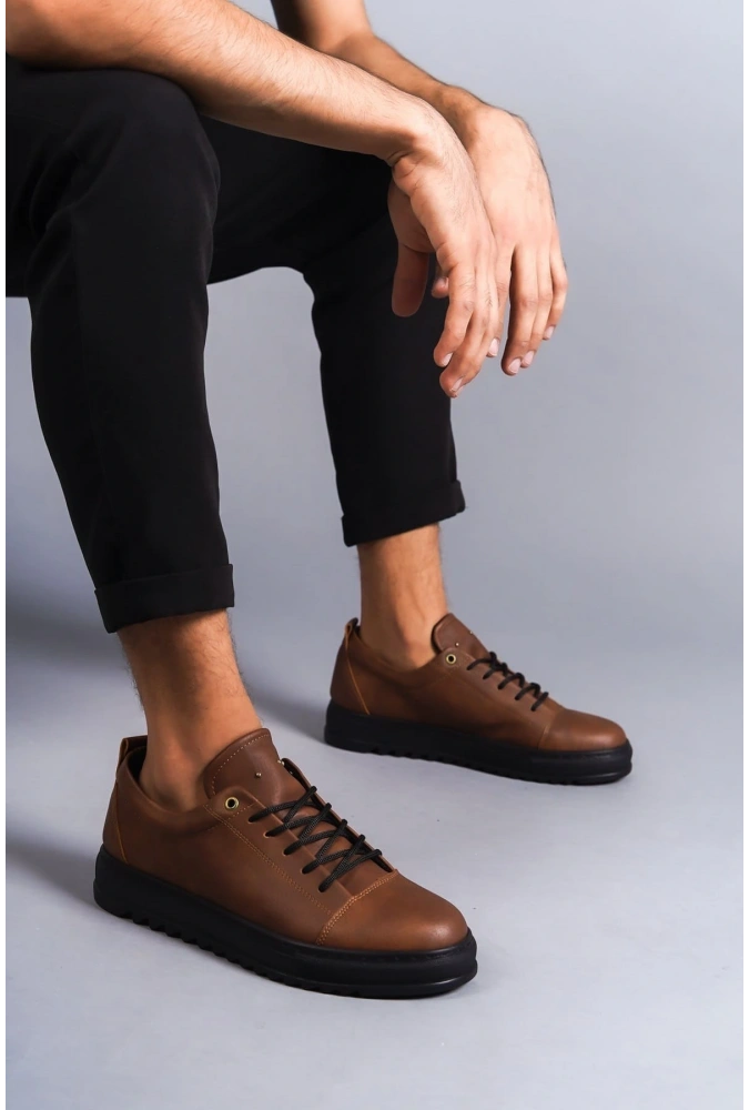 Swo152 Cool Bağcıklı Cilt Erkek Günlük Spor Klasik Ayakkabı Cst - Taba