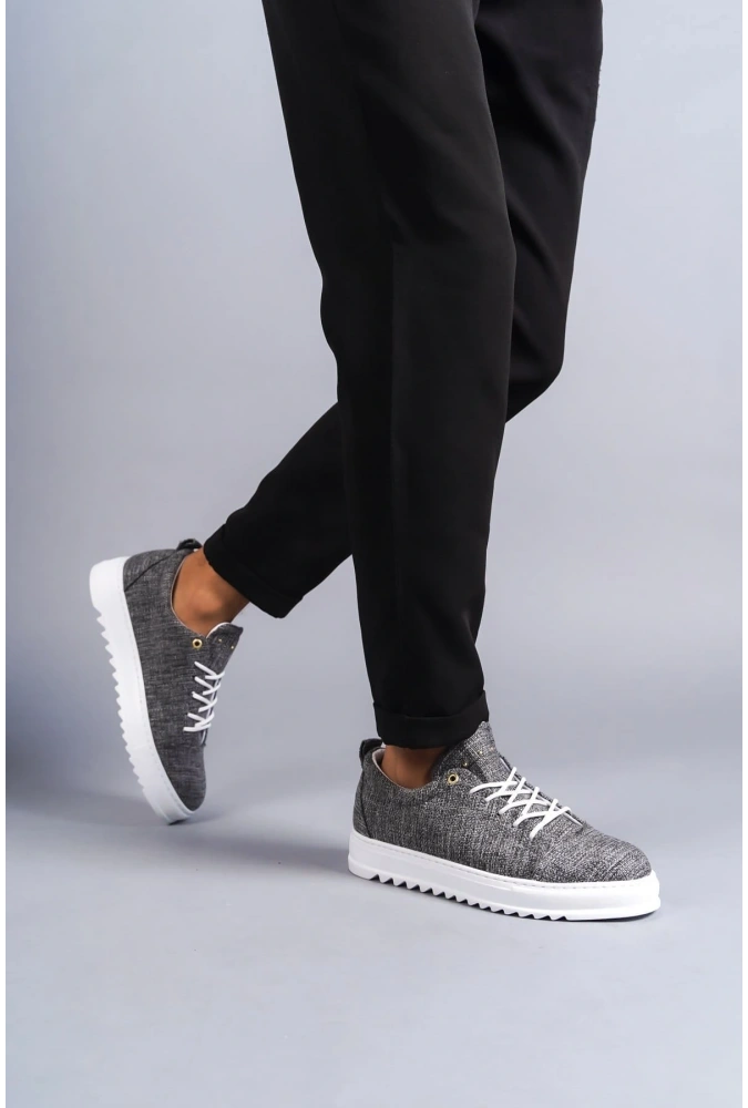 Swo152 Cool Bağcıklı Keten Erkek Günlük Spor Klasik Ayakkabı Kbt - Gri