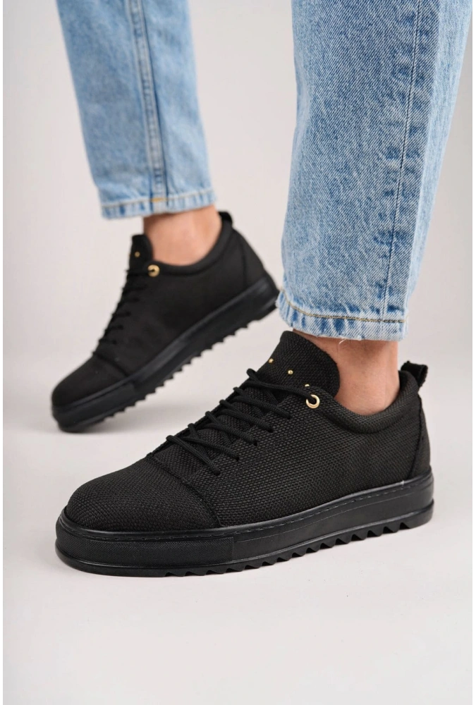 Swo152 Cool Bağcıklı Keten Erkek Günlük Spor Klasik Ayakkabı Kst - Siyah