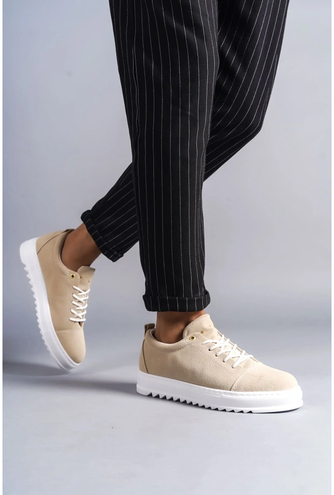 Swo152 Cool Bağcıklı Süet Erkek Günlük Spor Klasik Ayakkabı Sbt - Krem