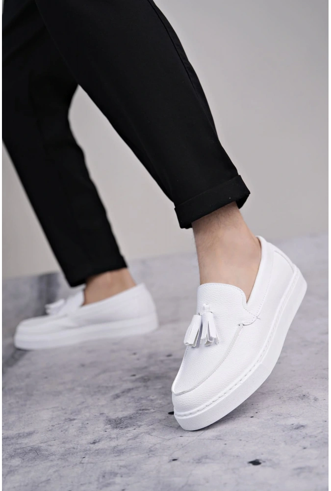 Swo153 Bloom Bağcıksız Püsküllü Cilt Erkek Günlük Spor Klasik Ayakkabı Cbt - Beyaz