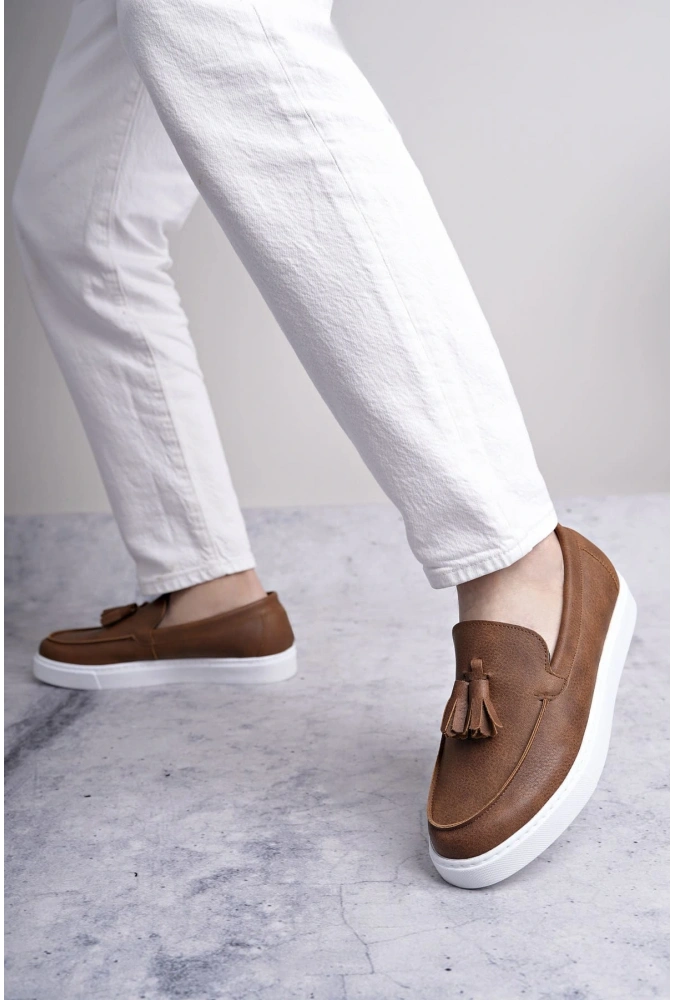 Swo153 Bloom Bağcıksız Püsküllü Cilt Erkek Günlük Spor Klasik Ayakkabı Cbt - Taba