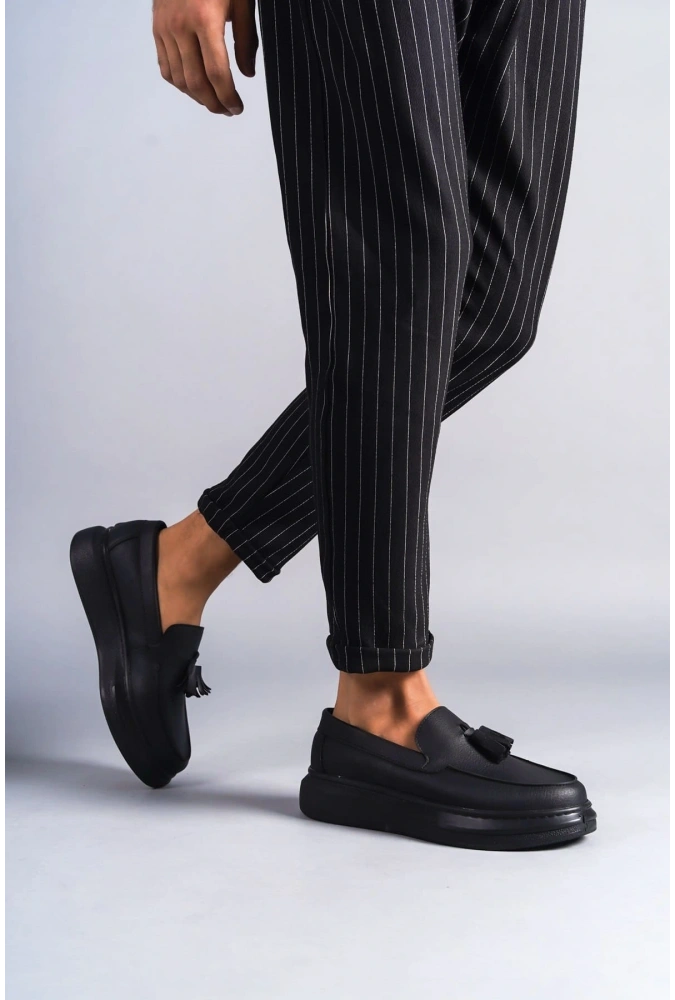 Swo154 Blaze Bağcıksız Püsküllü Cilt Erkek Günlük Spor Klasik Ayakkabı Cst - Siyah